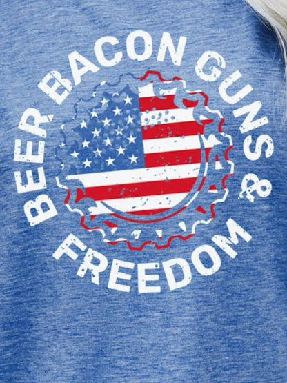 BEER BACON GUNS & FREEDOM US Flag Graphic Tee